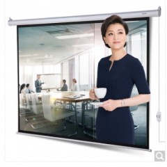 得力(deli)100英寸 4:3電動調(diào)節(jié)投影幕布投影布 家用投影儀幕布50492
