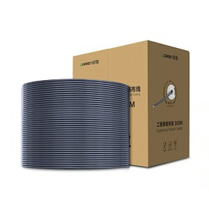 超五類網(wǎng)線【工程版0.5mm純銅線芯】CAT5e超5類8芯雙絞箱線 家裝寬帶非屏蔽監(jiān)控305米 60547