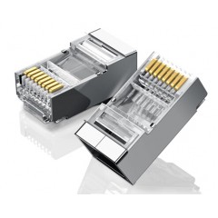六類RJ45水晶頭 6類千兆工程級(jí)網(wǎng)絡(luò)連接器 Cat6帶屏蔽電腦8p8c網(wǎng)線接頭鍍金 100個(gè) 50248
